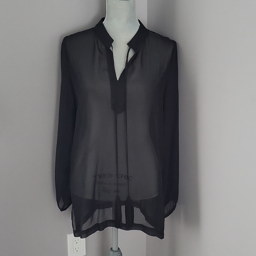 BCBGMaxAzria Black Sheer Shirt